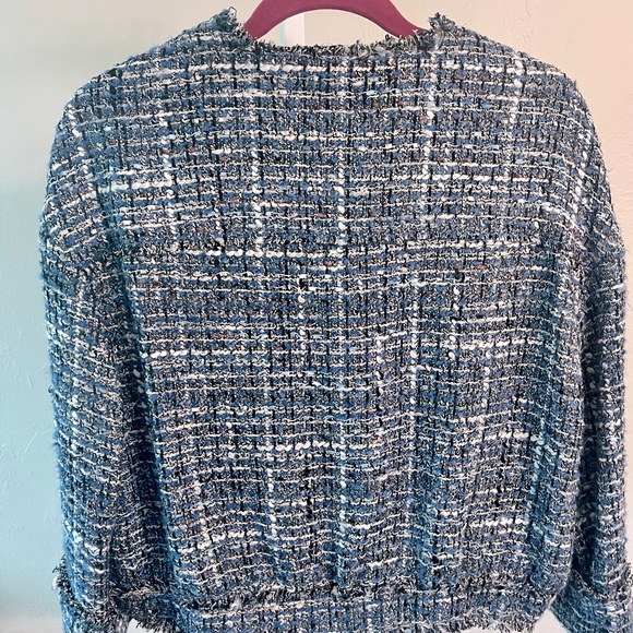 Zara Blue Tweed Blazer with Gold Buttons - Picture 6 of 6